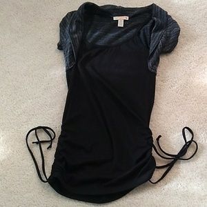 Miss Majesty black tank with attached shrug and side ties